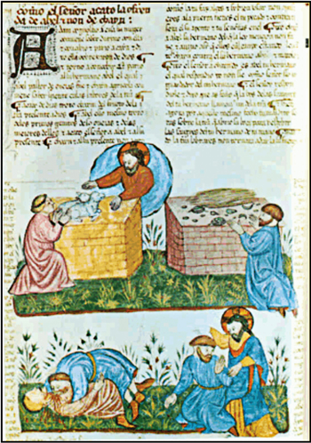 Biblia de Alba: Sacrificios de Caín y Abel