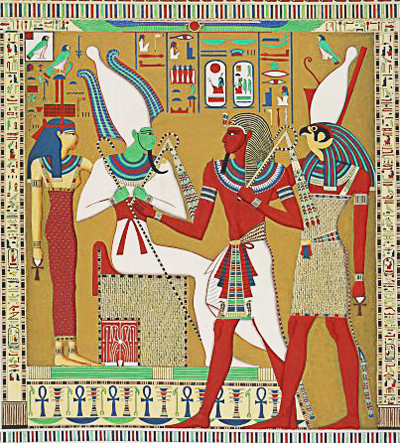 Horus guiando al faraon ante Osiris