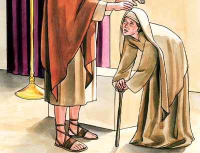 Jesus cura mujer encorvada