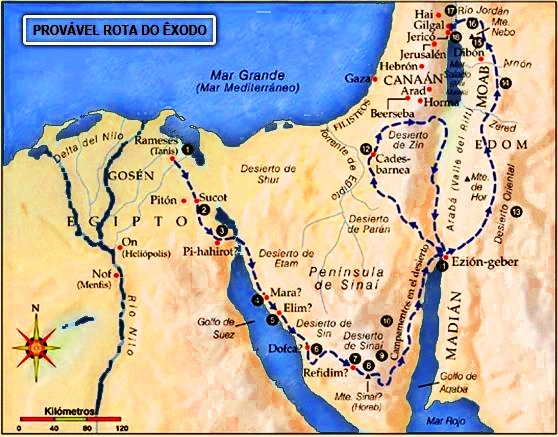 mapa tradicional del exodo