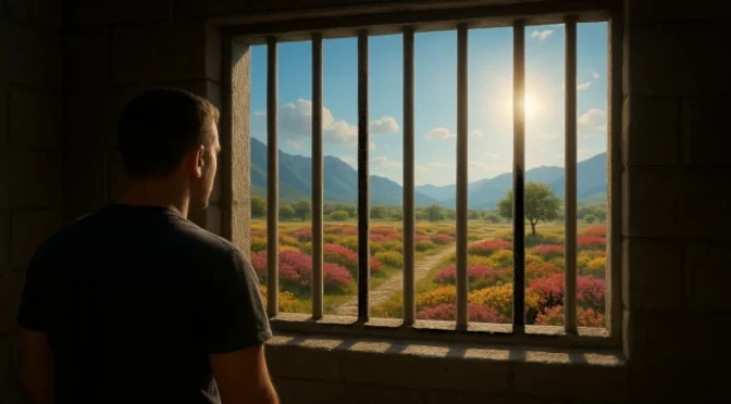 Hombre en prisión lejos de las bendiciones
