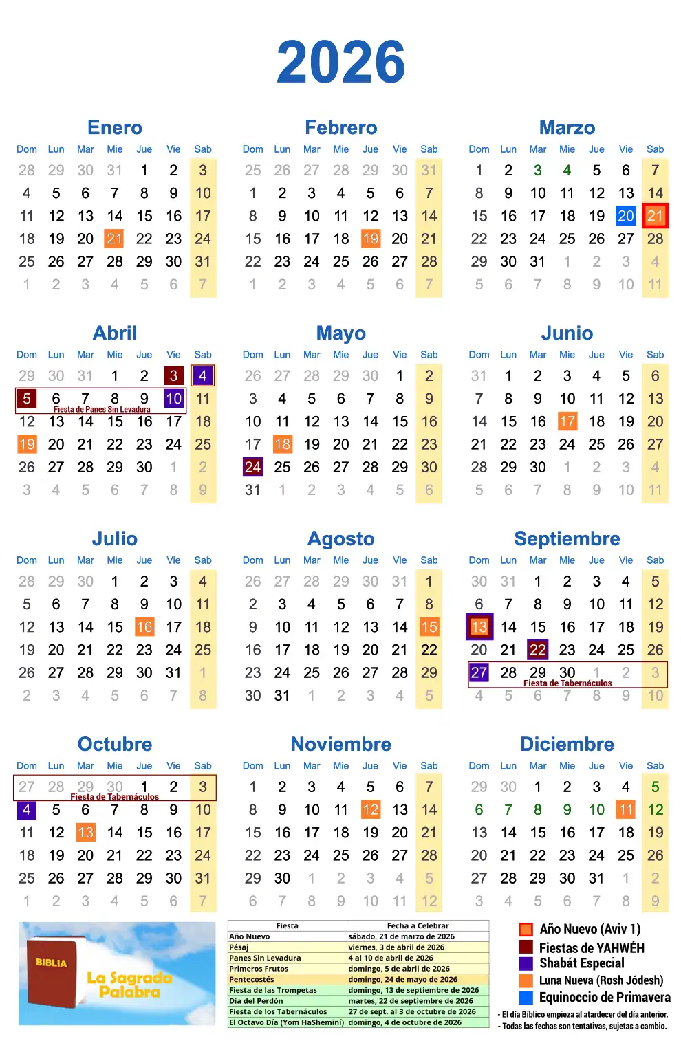 Calendario 2026