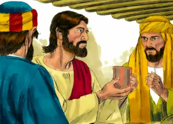 Jesús da gracias con el vino